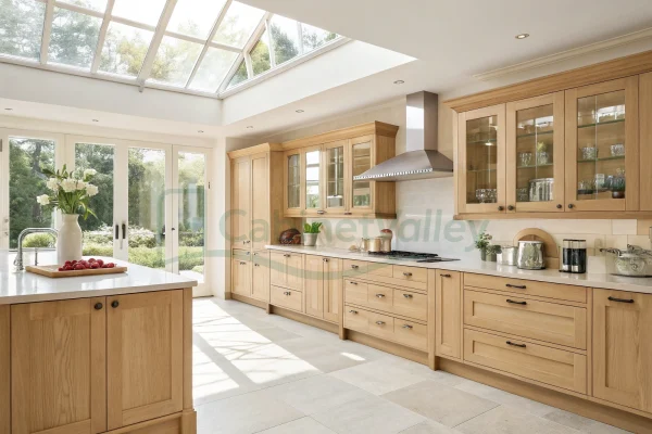 Natural Oak Finish Traditional Island Kitchen Cabinets - Image 2
