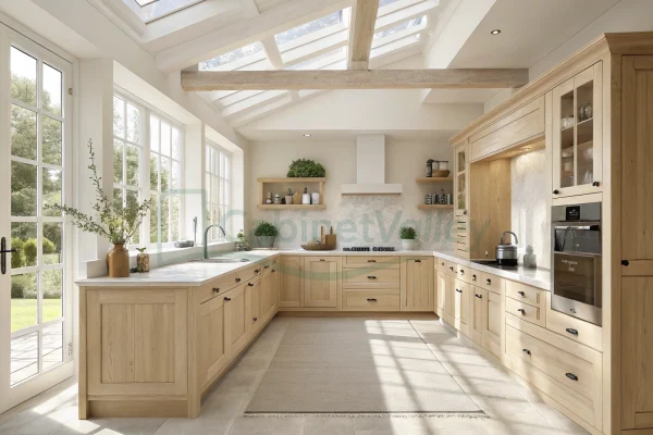 Natural Oak Finish Traditional Island Kitchen Cabinets
